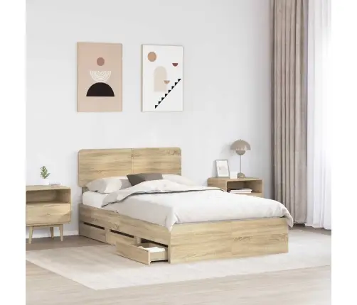 Gultas Rāmis Sonoma Ozols 120 X 190 Cm Inženieru Koks Vidaxl