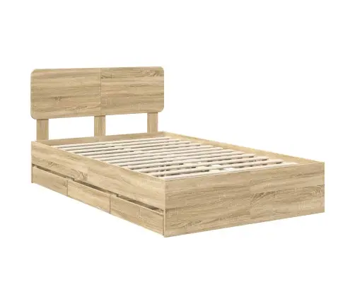 Gultas Rāmis Sonoma Ozols 120 X 190 Cm Inženieru Koks Vidaxl