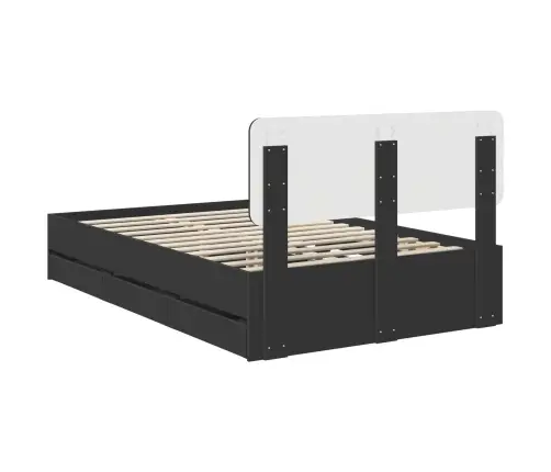 Gultas Rāmis Ar Atvilktni Melna 120 X 200 Cm Inženieru Koks Vidaxl