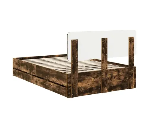 Gultas Rāmis Dūmaka Ozols 120 X 200 Cm Inženieru Koks Vidaxl