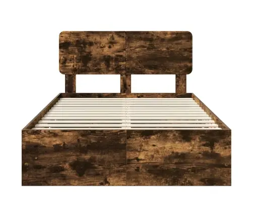 Gultas Rāmis Dūmaka Ozols 120 X 200 Cm Inženieru Koks Vidaxl