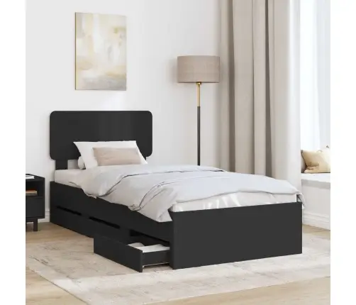 Gultas Rāmis Ar Atvilktni Melna 100 X 200 Cm Inženieru Koks Vidaxl