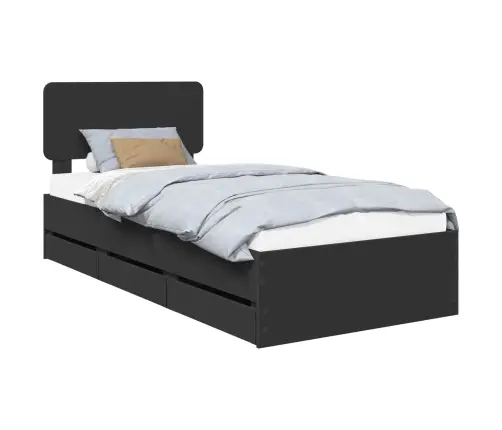 Gultas Rāmis Ar Atvilktni Melna 100 X 200 Cm Inženieru Koks Vidaxl