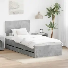 Gultas Rāmis Betona Pelēks 100 X 200 Cm Inženieru Koks Vidaxl Gultas Rāmis Betona Pelēks 100 X 200 Cm Inženieru Koks Vidaxl