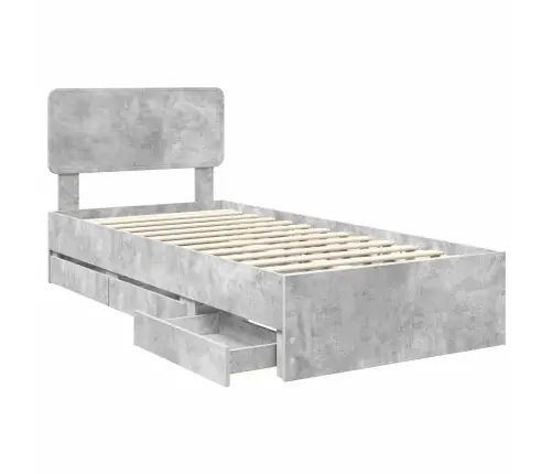Gultas Rāmis Betona Pelēks 100 X 200 Cm Inženieru Koks Vidaxl