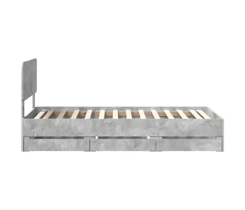 Gultas Rāmis Betona Pelēks 100 X 200 Cm Inženieru Koks Vidaxl