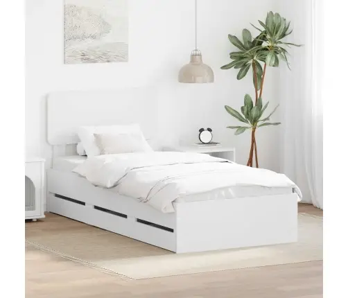 Gultas Rāmis Ar Atvilktni Balts 90 X 190 Cm Inženieru Koks Vidaxl