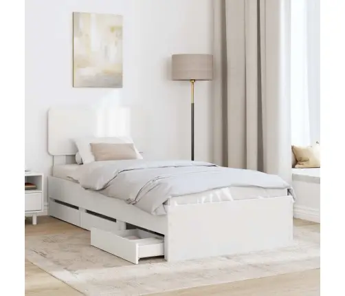 Gultas Rāmis Ar Atvilktni Balts 90 X 190 Cm Inženieru Koks Vidaxl