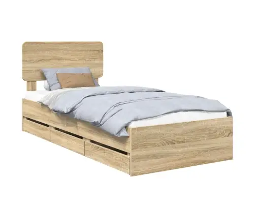 Gultas Rāmis Sonoma Ozols 90 X 190 Cm Inženieru Koks Vidaxl