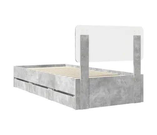 Gultas Rāmis Betona Pelēks 90 X 190 Cm Inženieru Koks Vidaxl