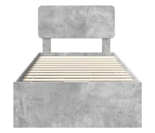 Gultas Rāmis Betona Pelēks 90 X 190 Cm Inženieru Koks Vidaxl