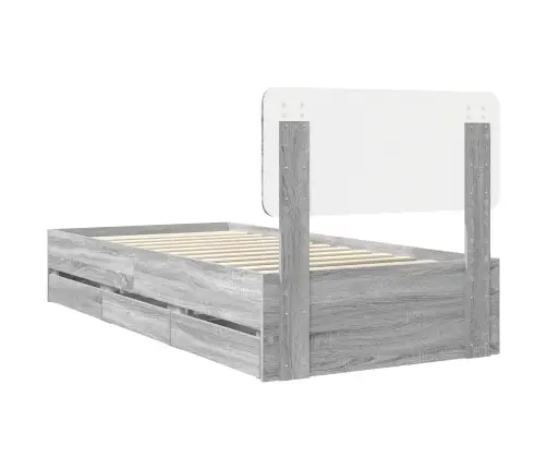 Gultas Rāmis Pelēks Sonoma 90 X 190 Cm Inženieru Koks Vidaxl