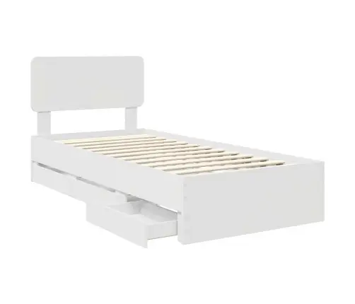 Gultas Rāmis Ar Atvilktni Balts 90 X 200 Cm Inženieru Koks Vidaxl