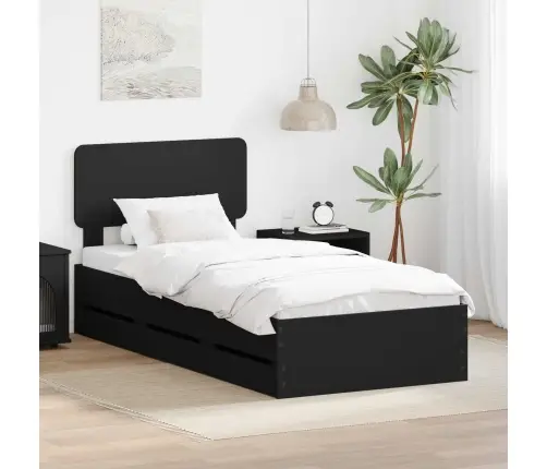 Voodi Raam Sahtliga Peaga Must 90 X 200 Cm Inseneripuit