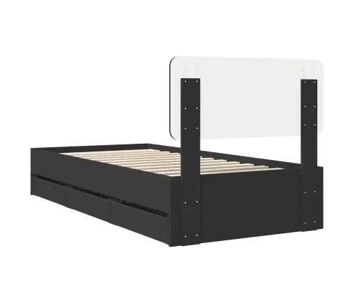 Voodi Raam Sahtliga Peaga Must 90 X 200 Cm Inseneripuit