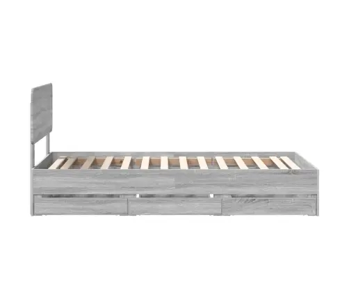 Gultas Rāmis Pelēks Sonoma 90 X 200 Cm Inženieru Koks Vidaxl