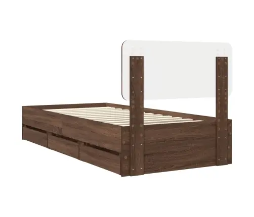 Gultas Rāmis Brūns Ozols 90 X 200 Cm Inženieru Koks Vidaxl