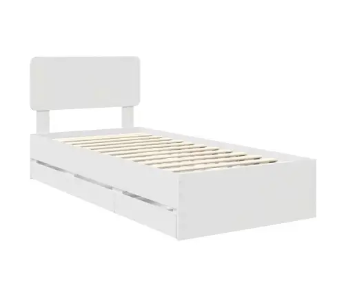 Gultas Rāmis Ar Atvilktni Balts 75 X 190 Cm Inženieru Koks Vidaxl