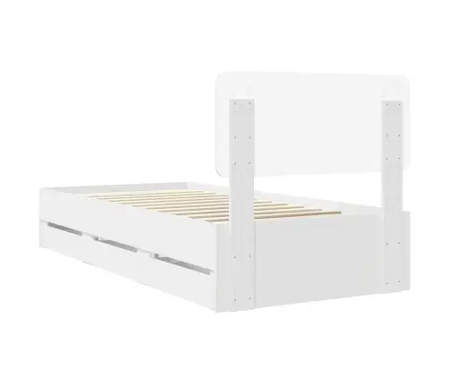Gultas Rāmis Ar Atvilktni Balts 75 X 190 Cm Inženieru Koks Vidaxl