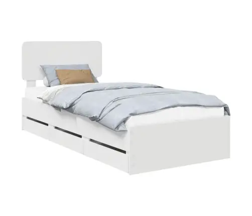 Gultas Rāmis Ar Atvilktni Balts 75 X 190 Cm Inženieru Koks Vidaxl