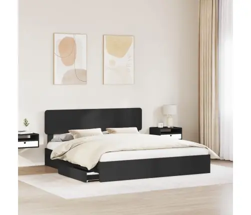 Glabāšanas Gulta Melna 200 X 200 Cm Inženierijas Koks Vidaxl