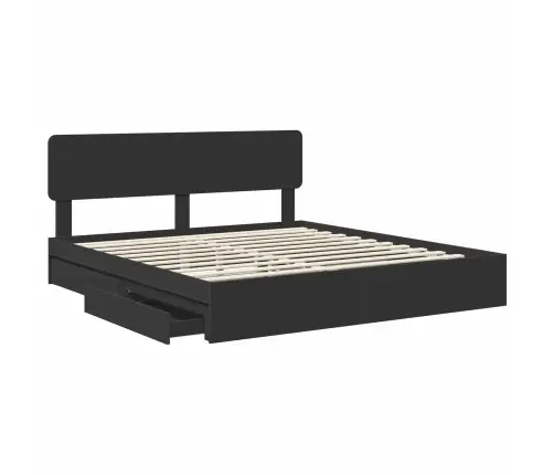 Glabāšanas Gulta Melna 200 X 200 Cm Inženierijas Koks Vidaxl