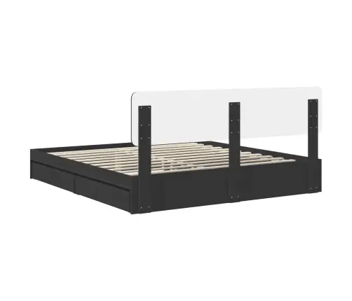 Glabāšanas Gulta Melna 200 X 200 Cm Inženierijas Koks Vidaxl