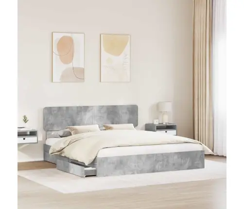 Laos Voodi Peaga Sahtliga Betoonhall 200 X 200 Cm Tehispuit