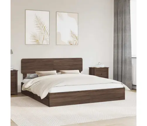 Glabāšanas Gulta Brūns Ozols 200 X 200 Cm Inženierijas Koks Vidaxl