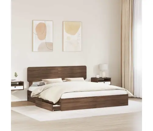 Glabāšanas Gulta Brūns Ozols 200 X 200 Cm Inženierijas Koks Vidaxl