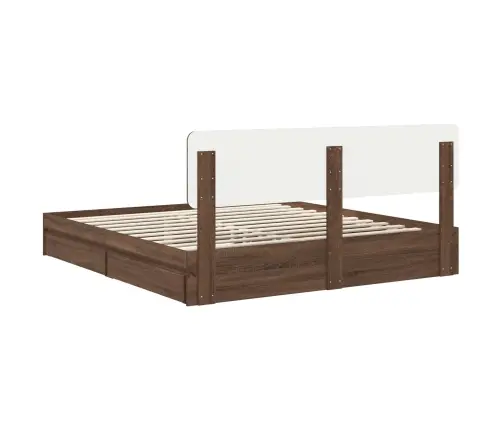 Glabāšanas Gulta Brūns Ozols 200 X 200 Cm Inženierijas Koks Vidaxl