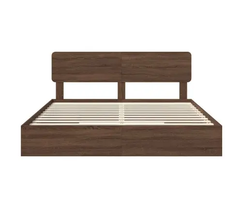 Glabāšanas Gulta Brūns Ozols 200 X 200 Cm Inženierijas Koks Vidaxl