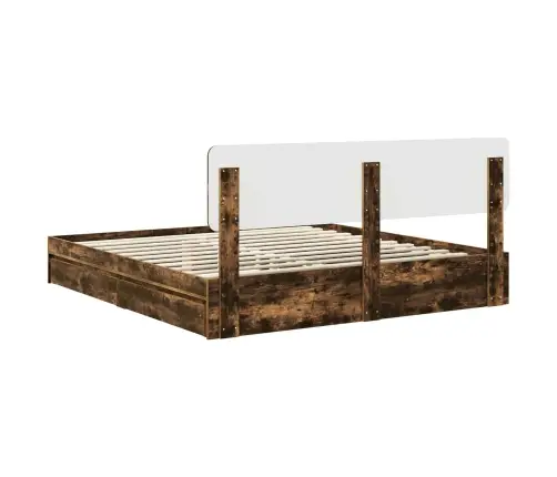 Laos Voodi Peaga Suitsetatud Tamm 180 X 200 Cm Tehispuit