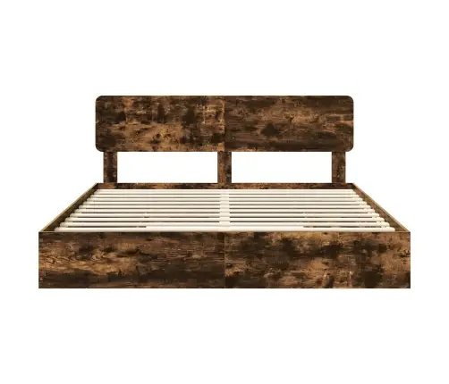 Laos Voodi Peaga Suitsetatud Tamm 180 X 200 Cm Tehispuit