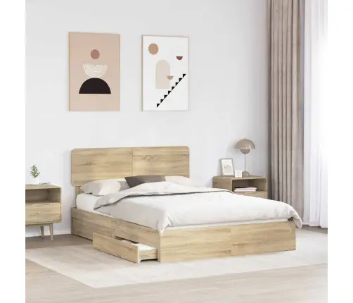 Glabāšanas Gulta Sonoma Ozols 160 X 200 Cm Inženierijas Koks Vidaxl