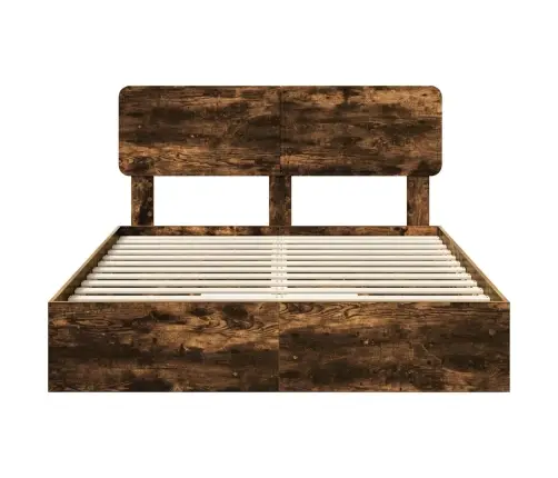 Laos Voodi Peaga Suitsetatud Tamm 140 X 200 Cm Tehispuit