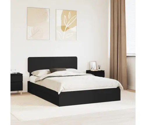 Laos Voodi Peaga Sahtliga Must 140 X 190 Cm Tehispuit