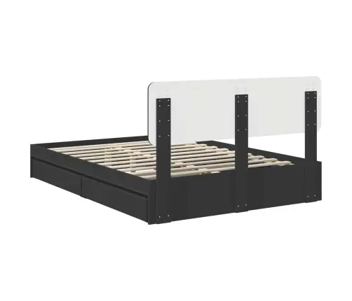 Laos Voodi Peaga Sahtliga Must 140 X 190 Cm Tehispuit