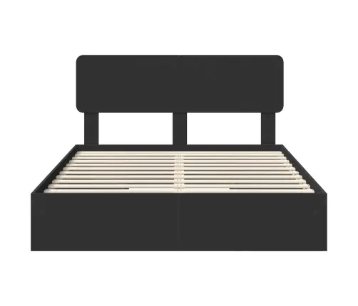 Laos Voodi Peaga Sahtliga Must 140 X 190 Cm Tehispuit