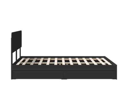 Laos Voodi Peaga Sahtliga Must 140 X 190 Cm Tehispuit