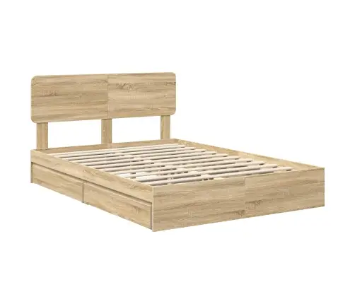 Laos Voodi Peaga Sahtliga Sonoma Tamm 140 X 190 Cm Tehispuit