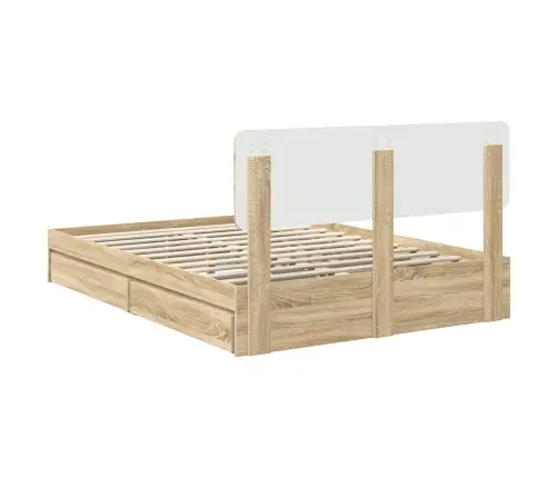 Laos Voodi Peaga Sahtliga Sonoma Tamm 140 X 190 Cm Tehispuit