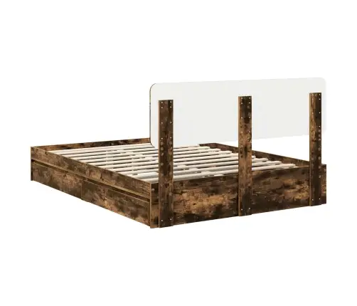 Glabāšanas Gulta Dūmaka Ozols 140 X 190 Cm Inženierijas Koks Vidaxl