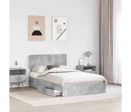 Laos Voodi Peaga Sahtliga Betoonhall 135 X 190 Cm Tehispuit