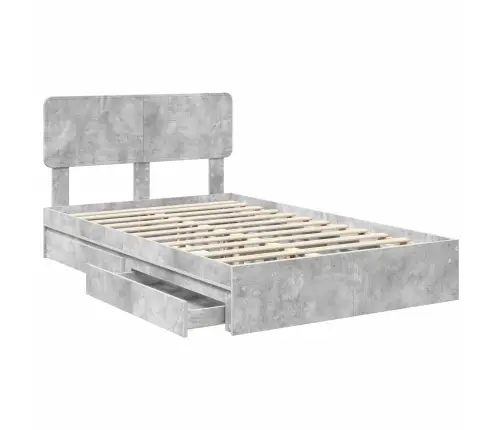 Laos Voodi Peaga Sahtliga Betoonhall 135 X 190 Cm Tehispuit