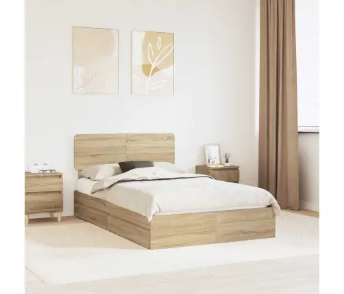 Glabāšanas Gulta Sonoma Ozols 120 X 190 Cm Inženierijas Koks Vidaxl