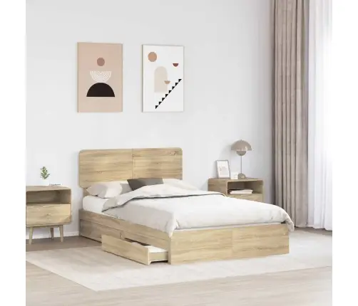 Glabāšanas Gulta Sonoma Ozols 120 X 190 Cm Inženierijas Koks Vidaxl