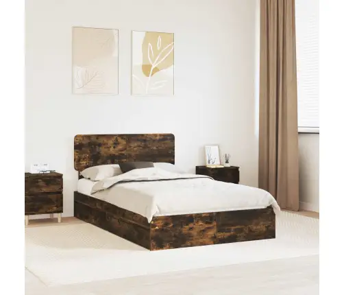 Glabāšanas Gulta Dūmaka Ozols 120 X 190 Cm Inženierijas Koks Vidaxl