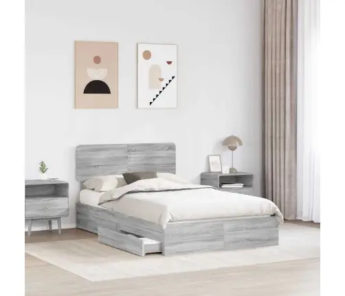 Glabāšanas Gulta Pelēks Sonoma 120 X 190 Cm Inženierijas Koks Vidaxl