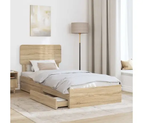 Laos Voodi Peaga Sahtliga Sonoma Tamm 90 X 200 Cm Tehispuit